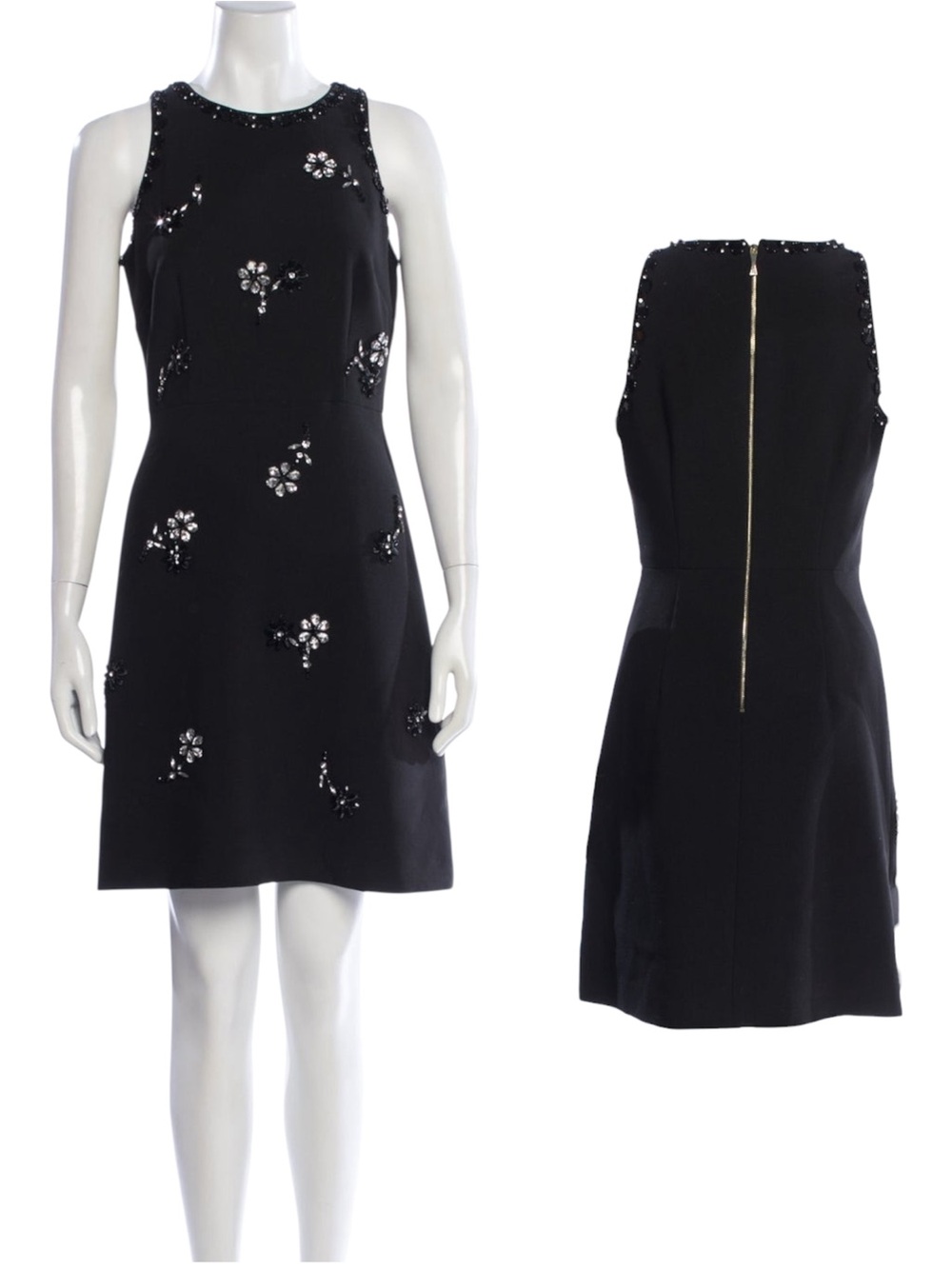 Kate Spade New York Scattered Brooch Rhinestone Beaded Formal Crepe Dress